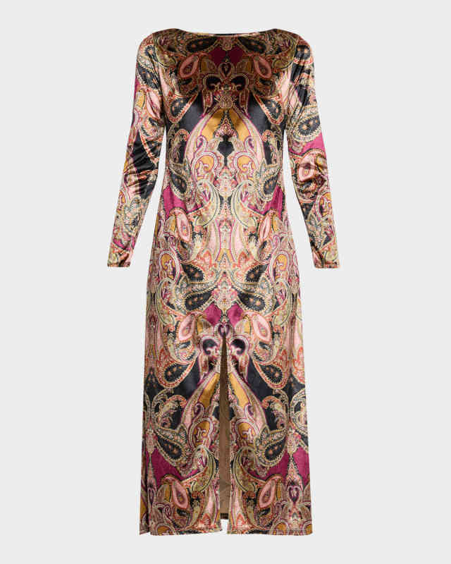 Goldie Paisley Velvet Midi Dress